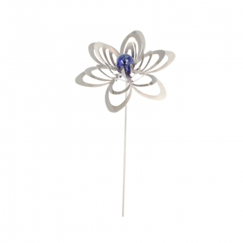 A3011 - steel4you SKARAT Gartenstecker Deko Blume mit Echtglas-Perle (Farbe: dunkelblau)