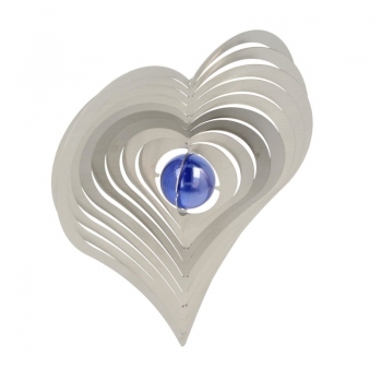 A2008 - steel4you SKARAT 3D-Windspiel Herz mit blauer Glasperle