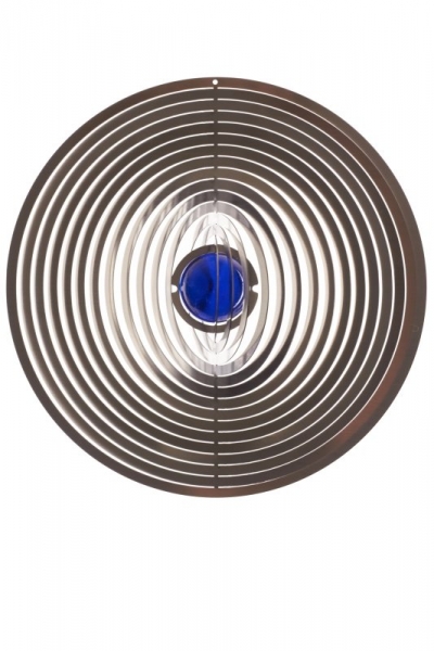 A2003 - steel4you SKARAT 3D-Windspiel Kreis mit blauer Glasperle